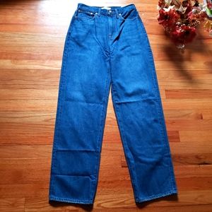 Madewell Women’s Baggy Straight Jeans Sz  26 Blue Hemp Woven Cotton NWT